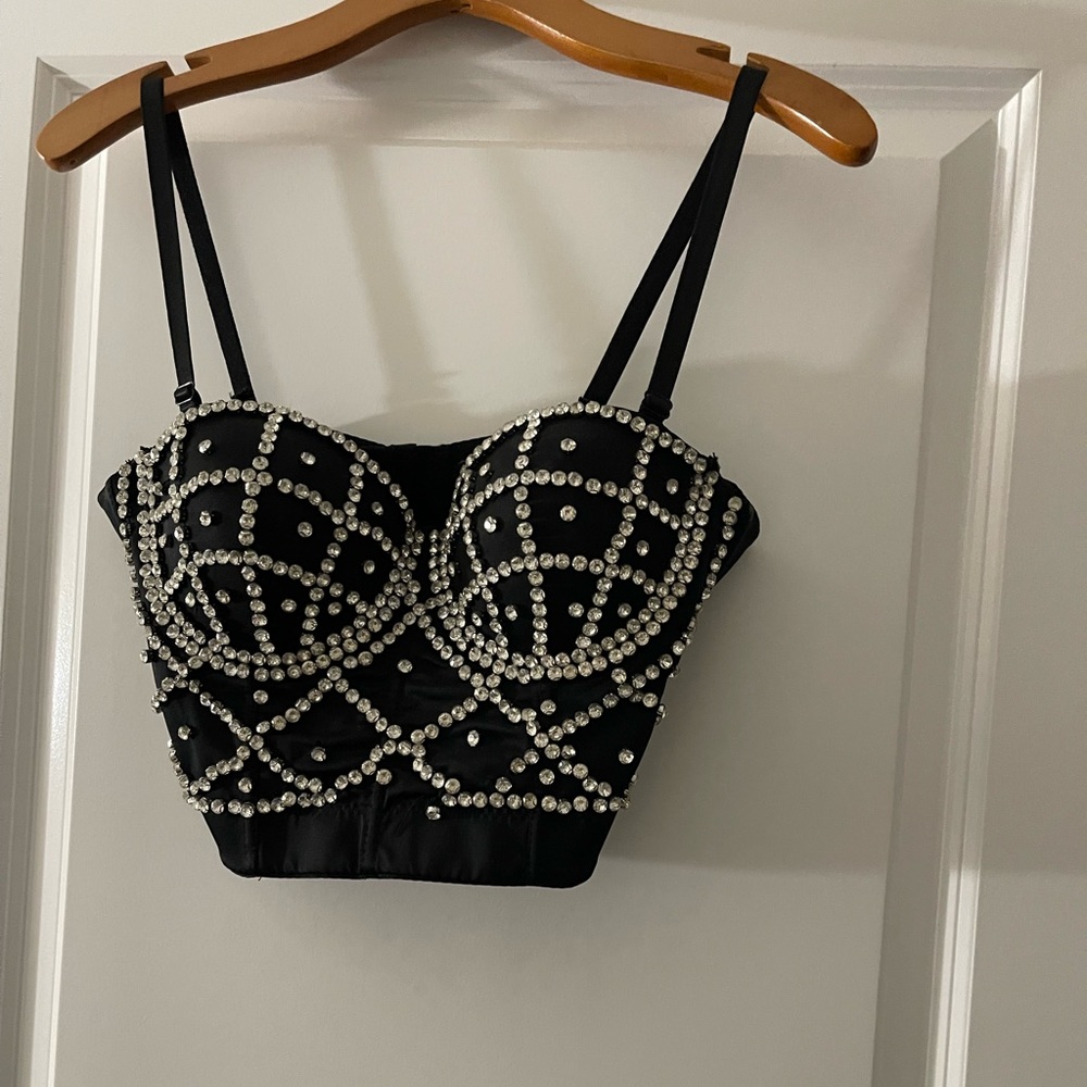 Black Crystal Embellished Bralette